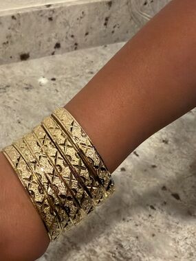 ✨ Gold Textured Bangle Set | Luxury Stackable Bracelets For Toddler| Non-Tarnish